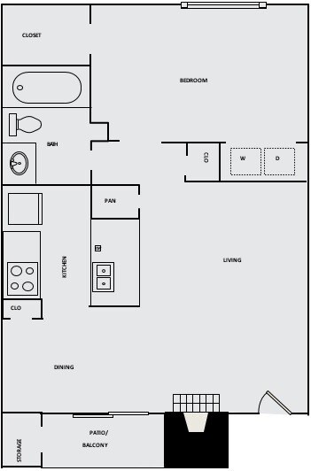 Landing at McCallum Floor Plan A6 1 Bed 1 Bath 725 sqft