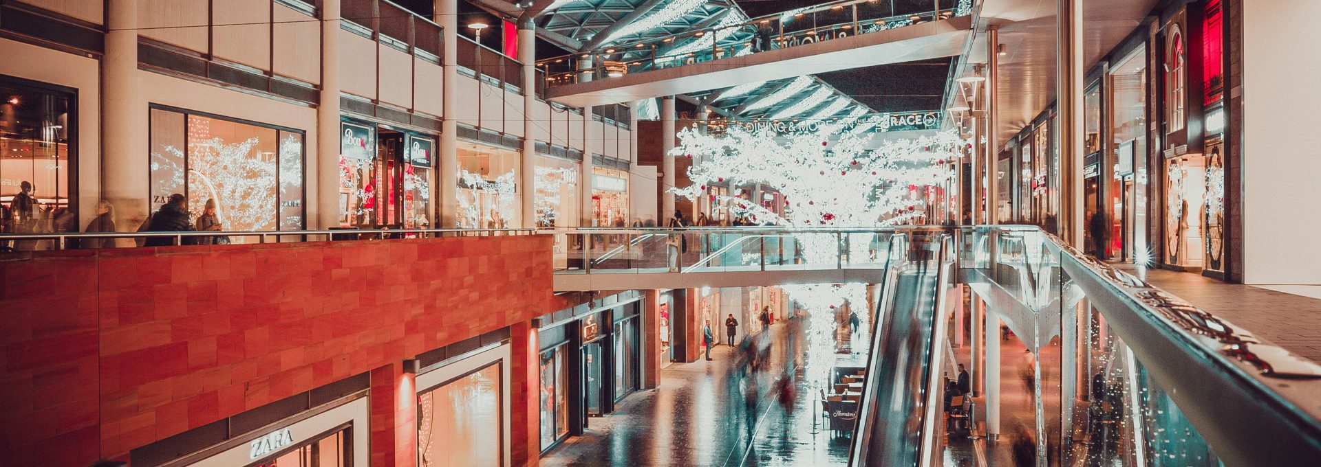 people inside building with escalator